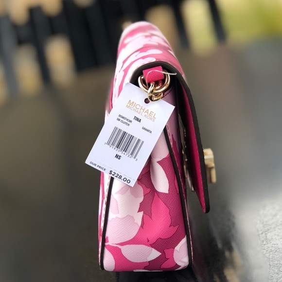 Michael Kors Tina Small Clutch Granita Pink Floral - Picture 6 of 8
